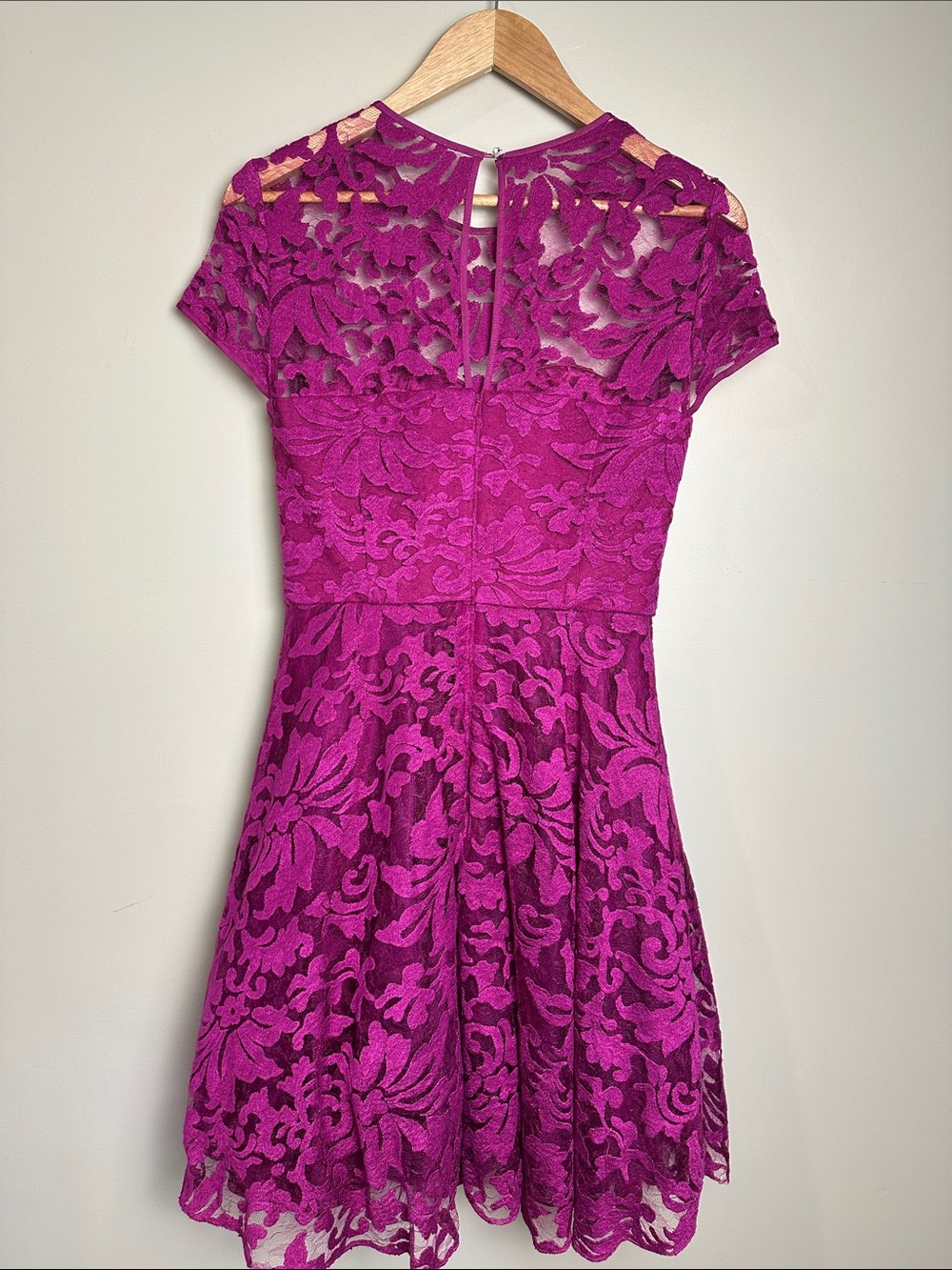 Ted Baker Fuchsia Lace Fit-and-Flare Mini Dress Formal wedding guest designer - Picture 6 of 16